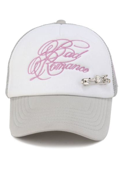 Silver Rose Pin Baseball Cap - Grey