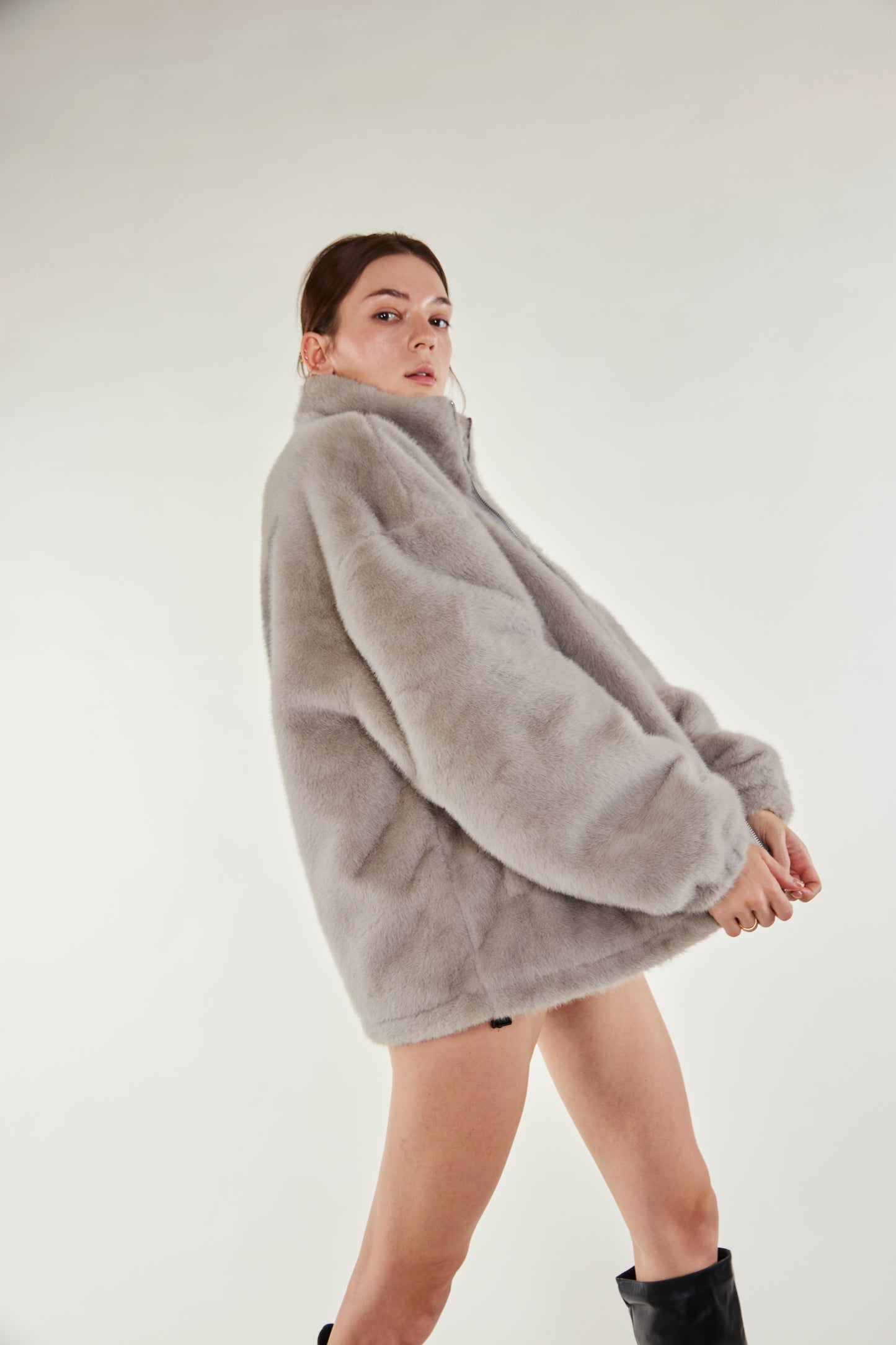 Cozy Darling Fur Coat - Grey