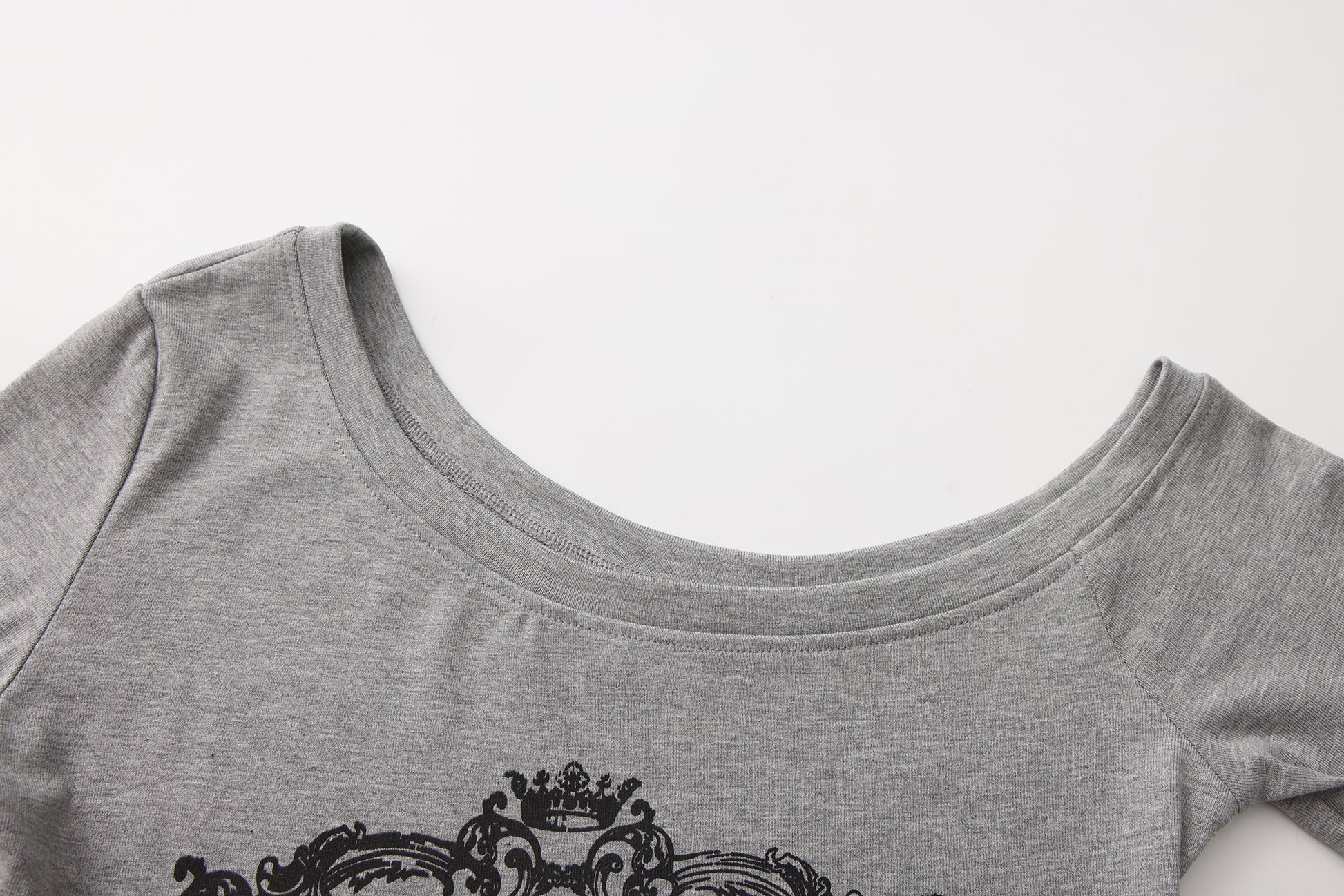 Off-shoulder Retro Long Sleeve - Grey