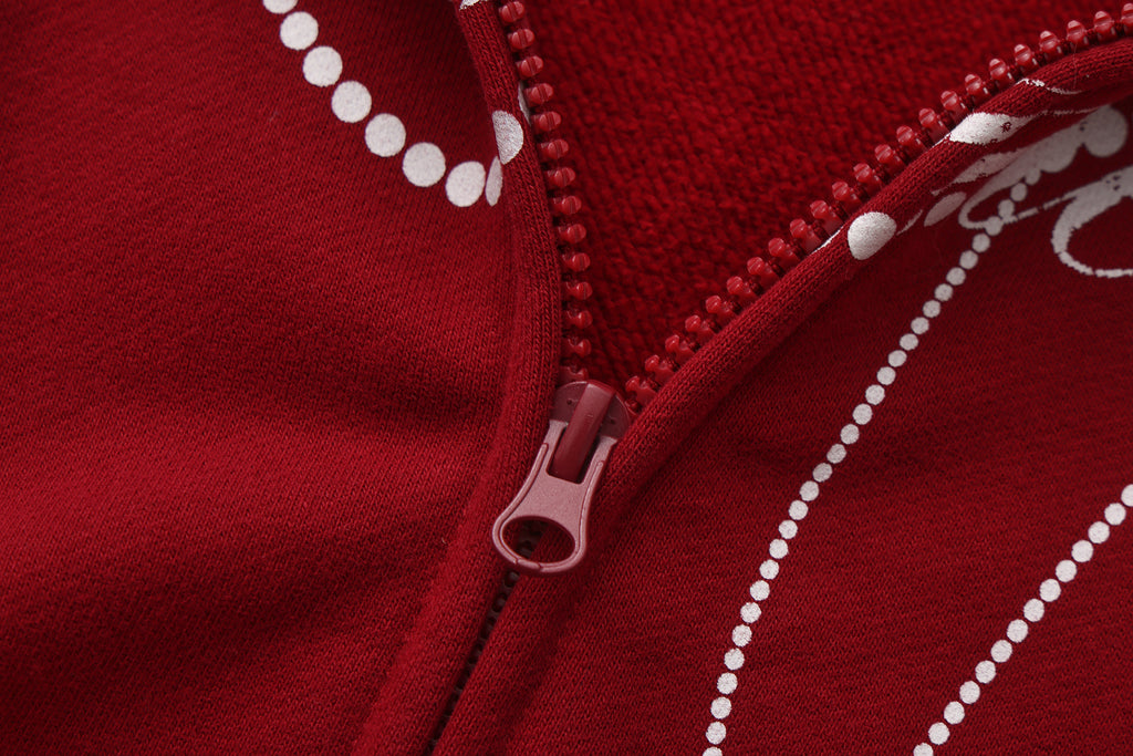 Winter Cotton Zipper Hoodie - Red