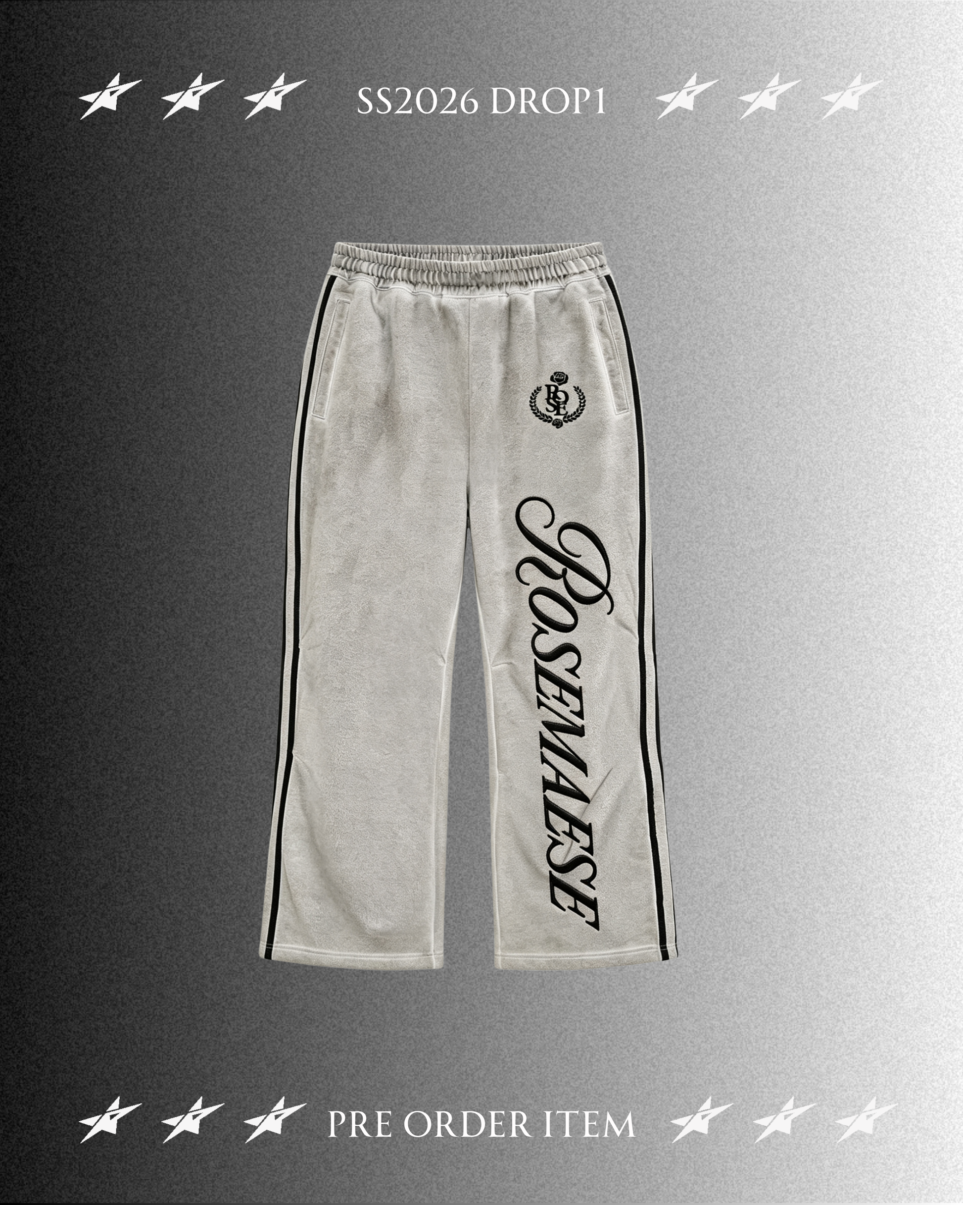 Rose Badge Sweatpants - Grey (Pre-order）