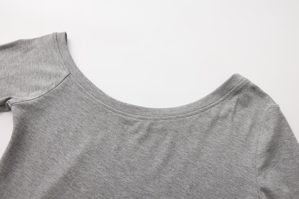 Off-shoulder Retro Long Sleeve - Grey