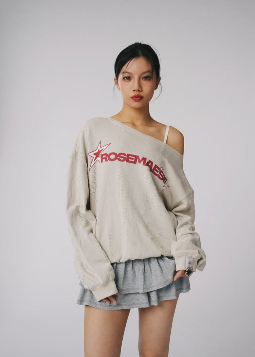 Off Shoulder Sweat - Pale Khaki