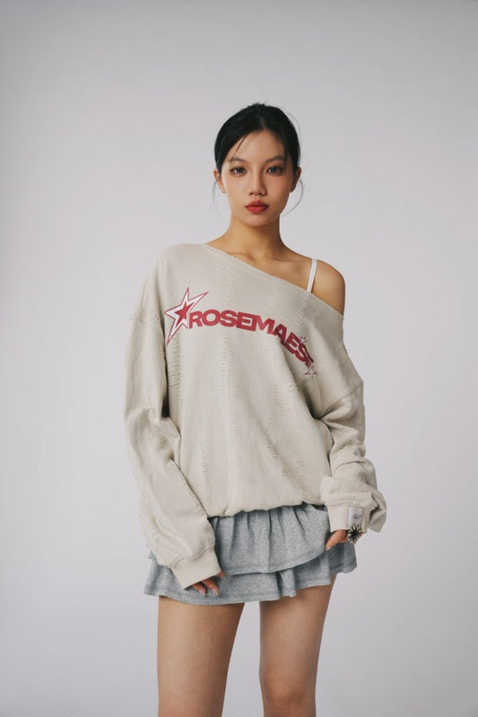 Off Shoulder Sweat - Pale Khaki