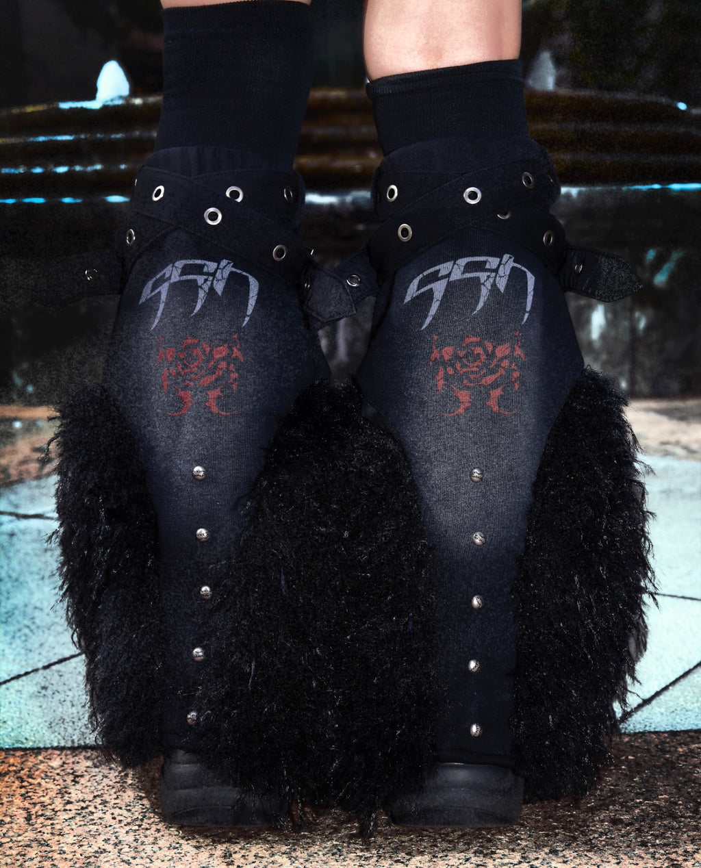Night Rose - Leg Warmers - Washed Black