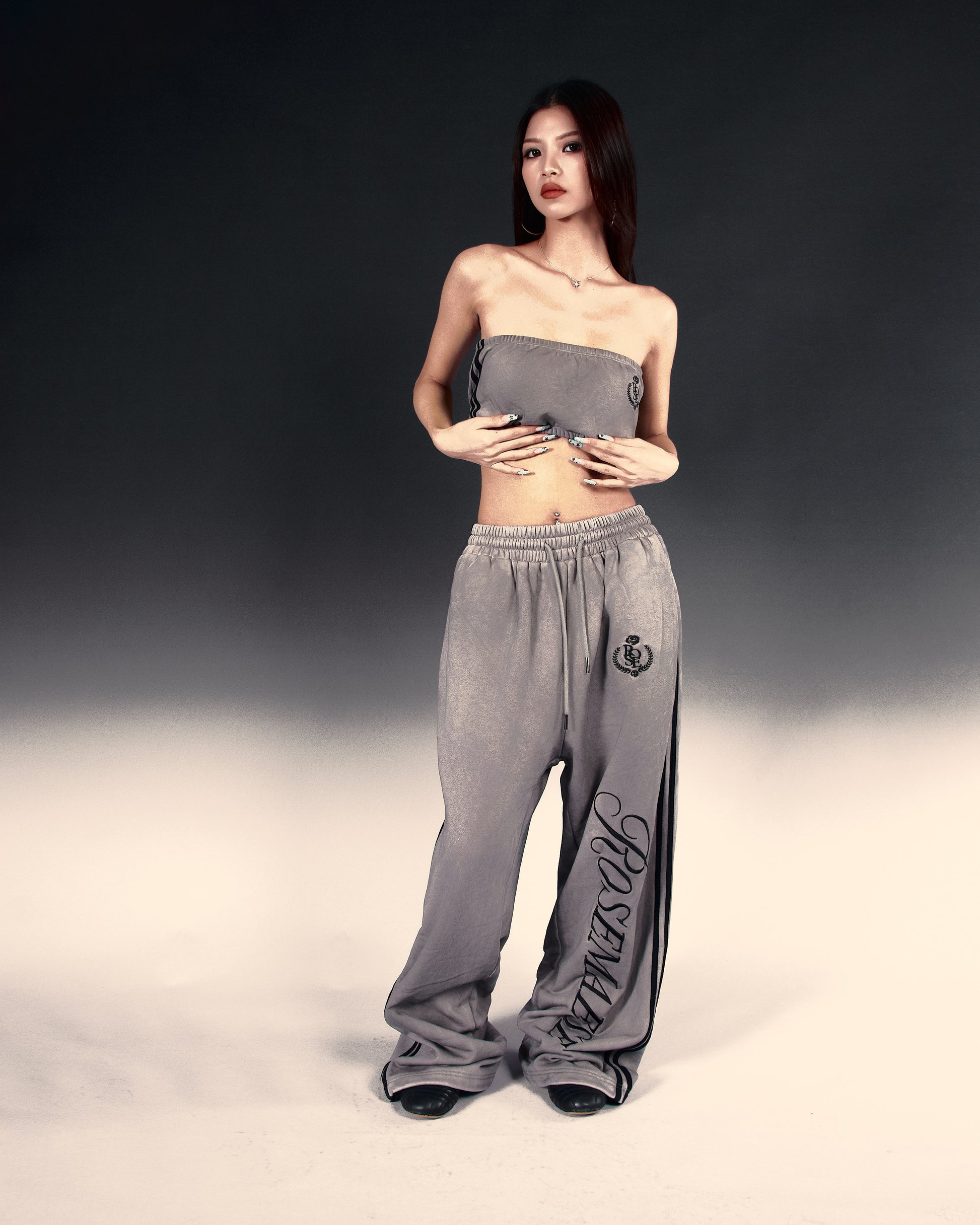 Sporty Strapless Mini Top - Grey