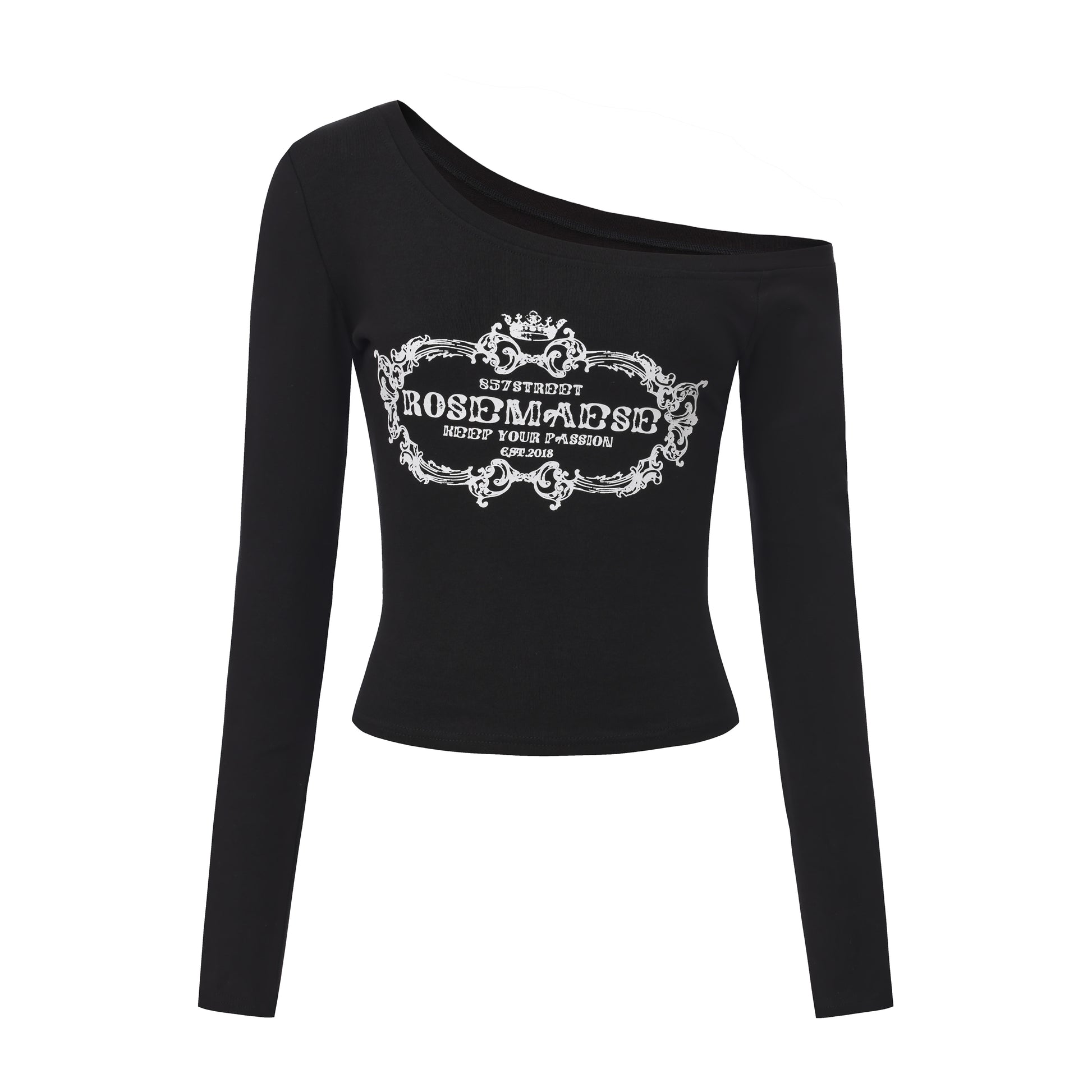 Off-shoulder Retro Long Sleeve - Black