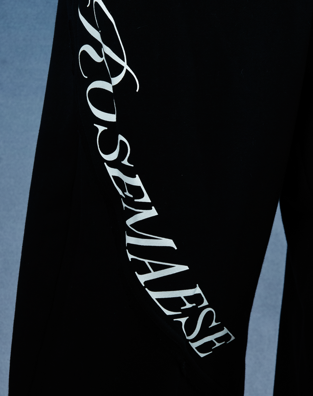 Stitch Panel Embroidered Wide‑Leg Sweatpants - Black