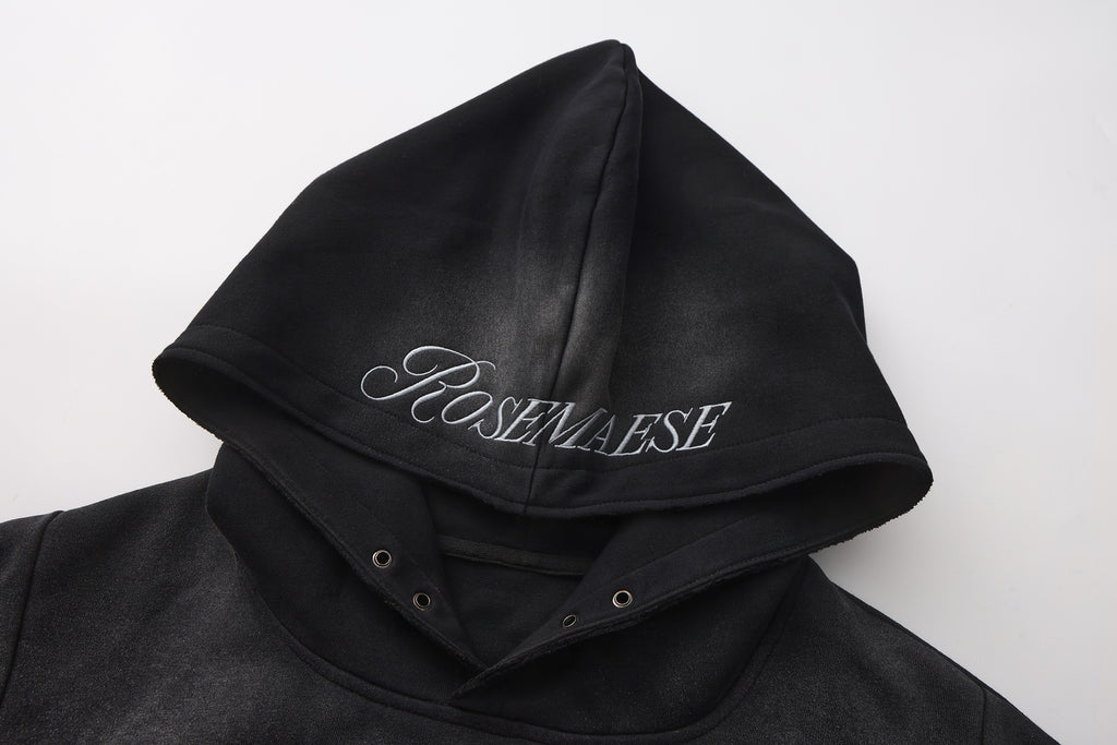 Night Rose - Hoodie - Washed Black