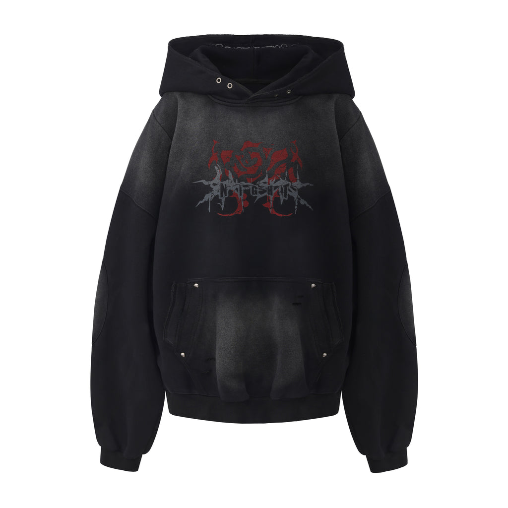 Night Rose - Hoodie - Washed Black