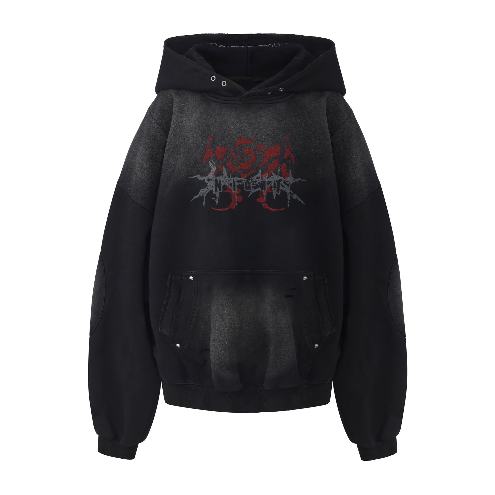 Night Rose - Hoodie - Washed Black