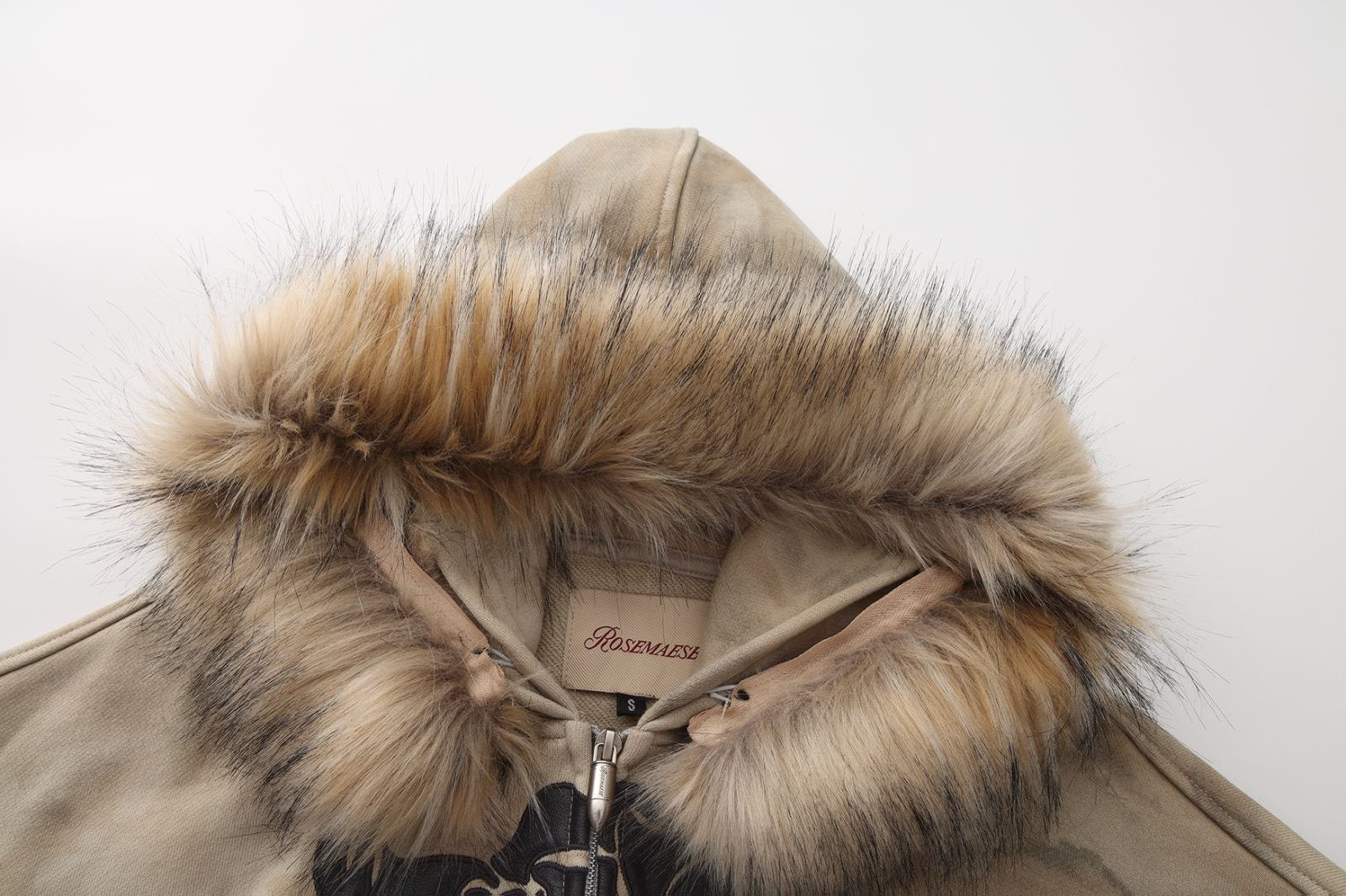 Fur Hat Zipper Jacket - Light Camo