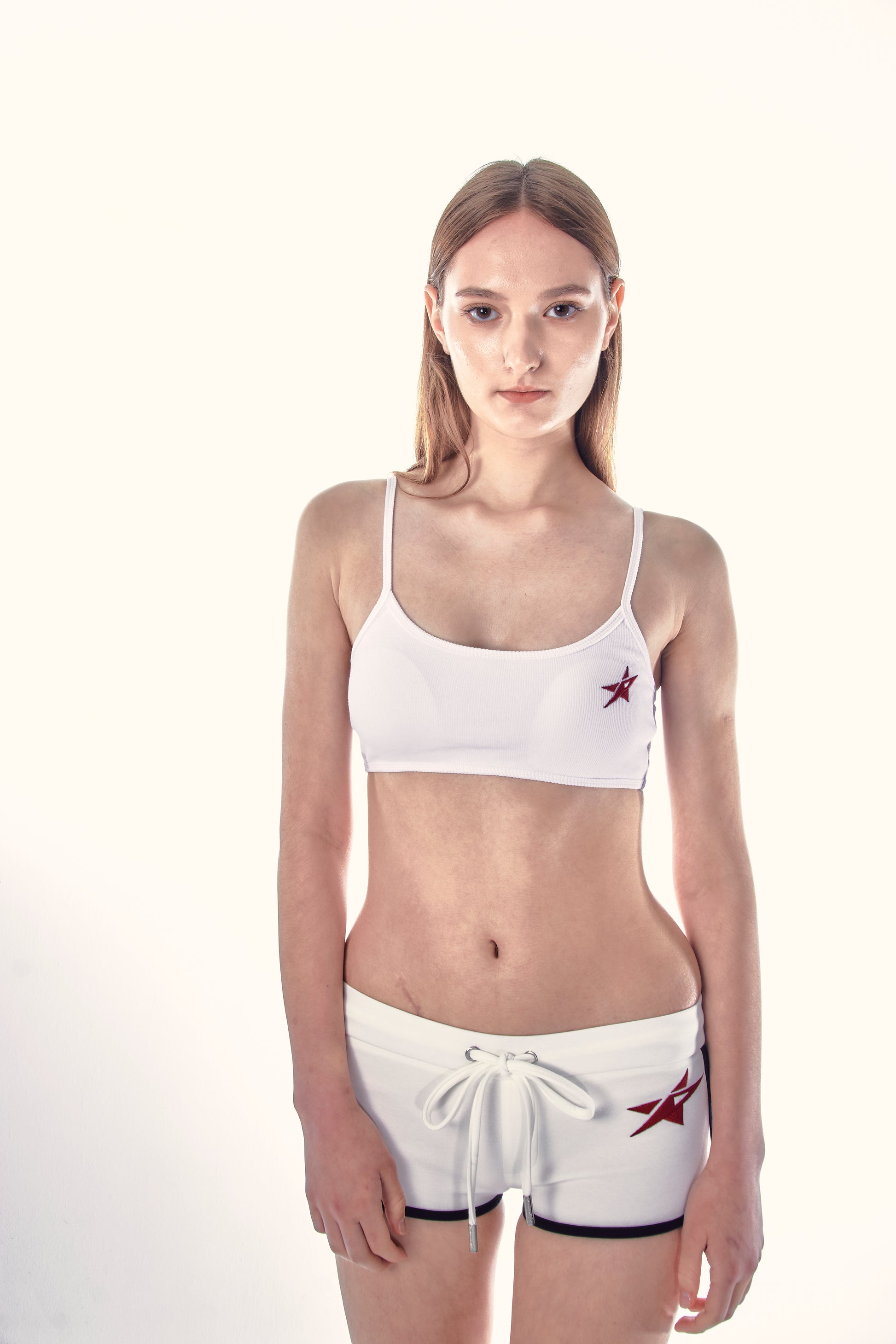 Studio Star Crop Tank - White