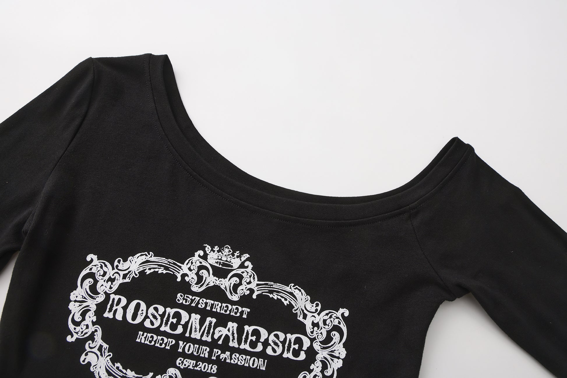 Off-shoulder Retro Long Sleeve - Black