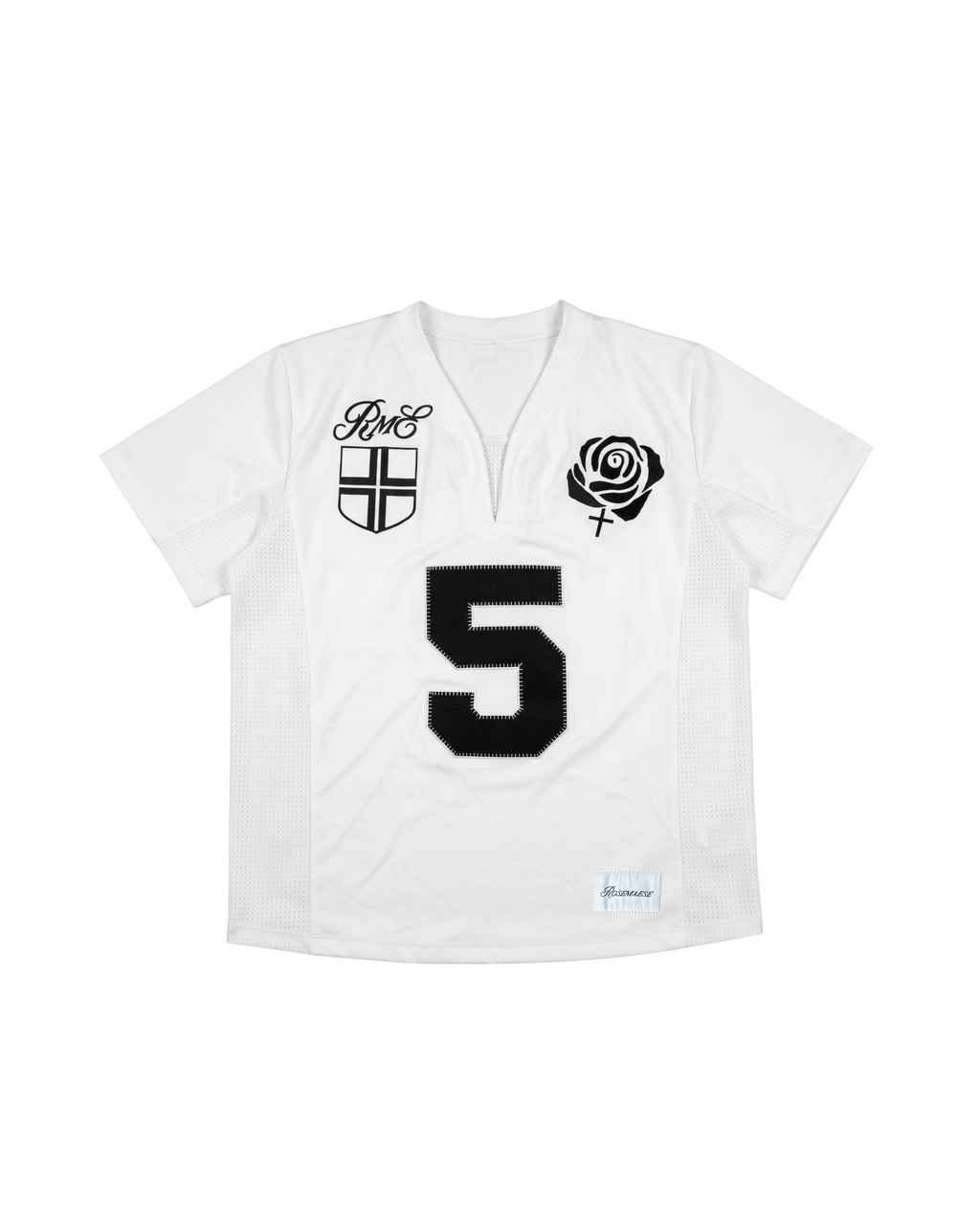 No.5 Varsity Cropped Jersey Tee - White