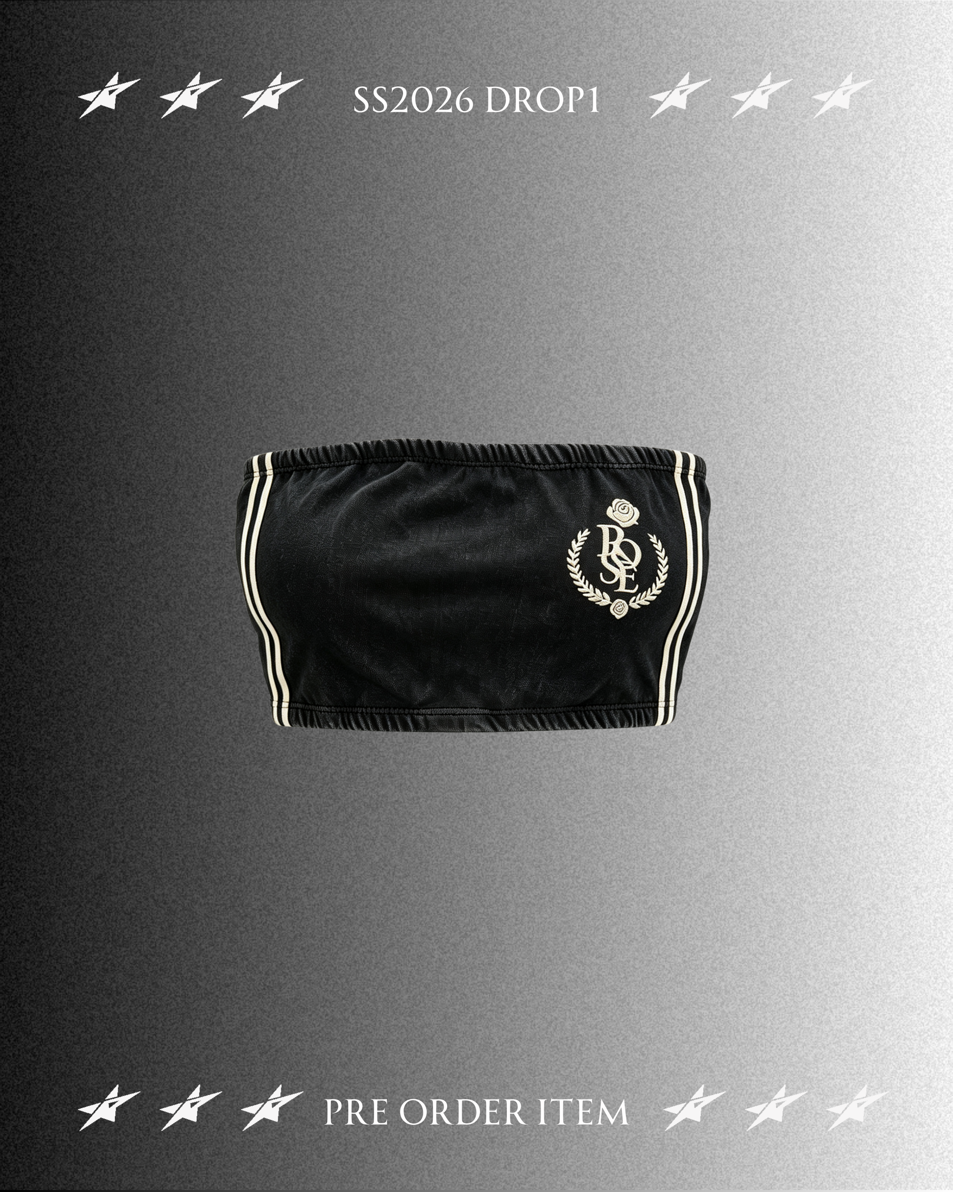 Sporty Strapless Mini Top - Black (Pre-order）