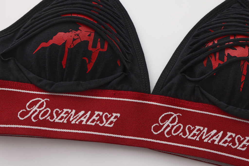 Night Rose - Bra Set - Black