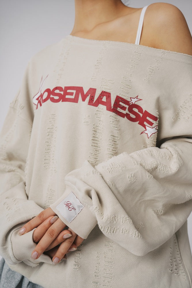 Off Shoulder Sweat - Pale Khaki