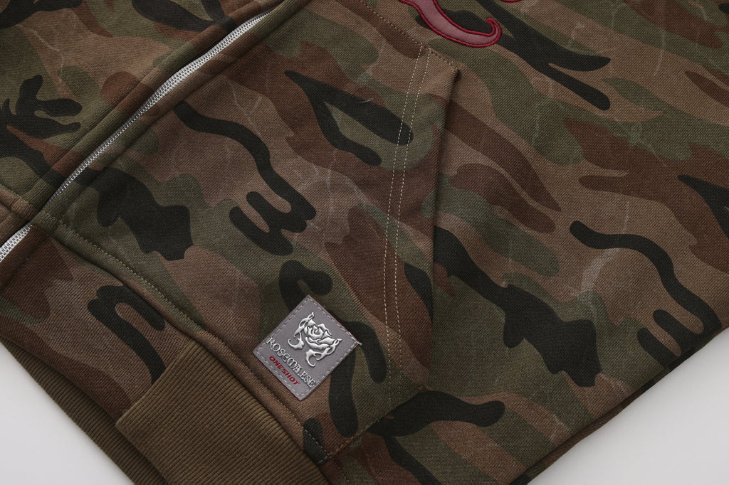 Fur Hat Zipper Jacket - Dark Camo