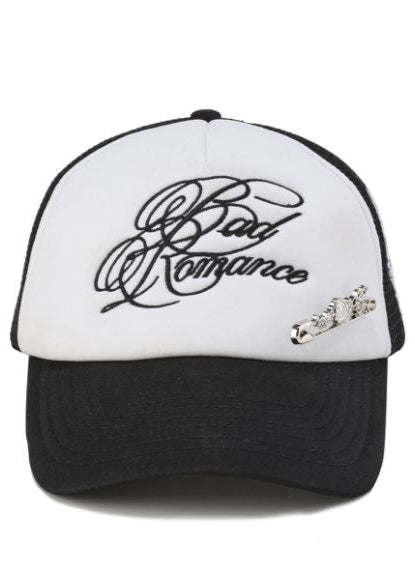 Silver Rose Pin Baseball Cap - Black