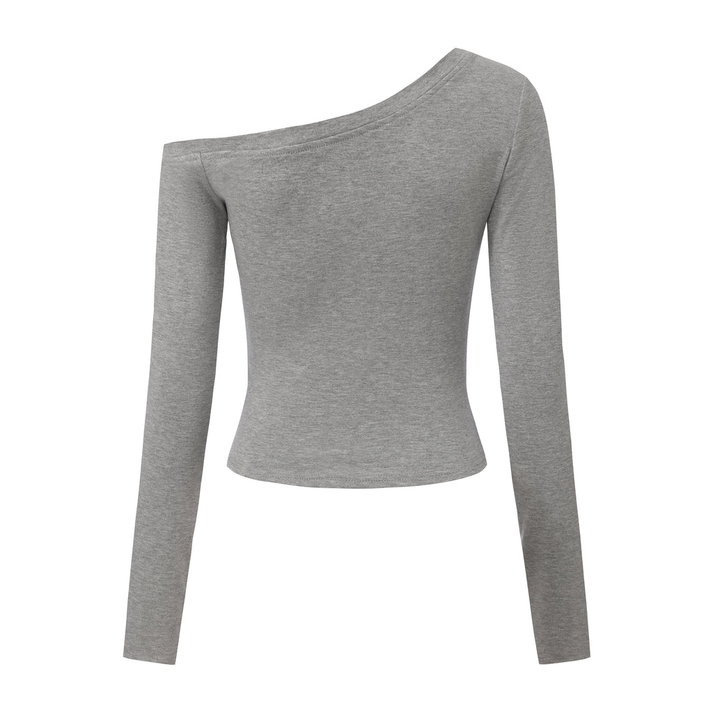 Off-shoulder Retro Long Sleeve - Grey