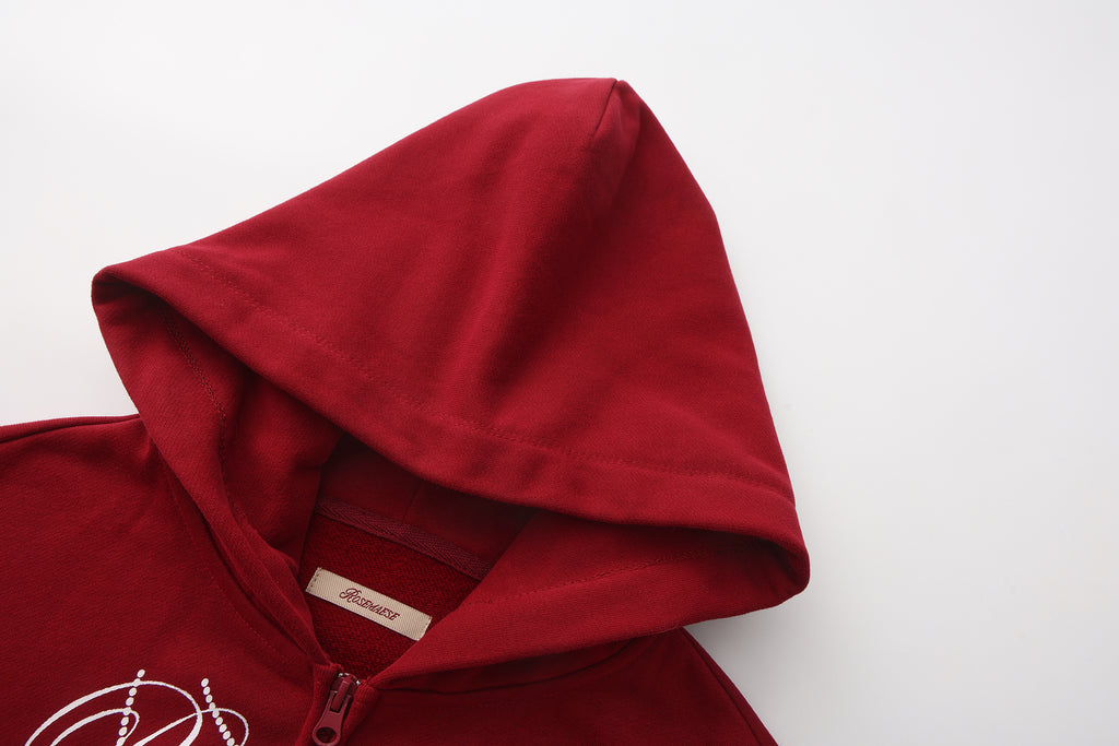 Winter Cotton Zipper Hoodie - Red