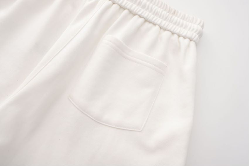 Embroidered Track Shorts - White