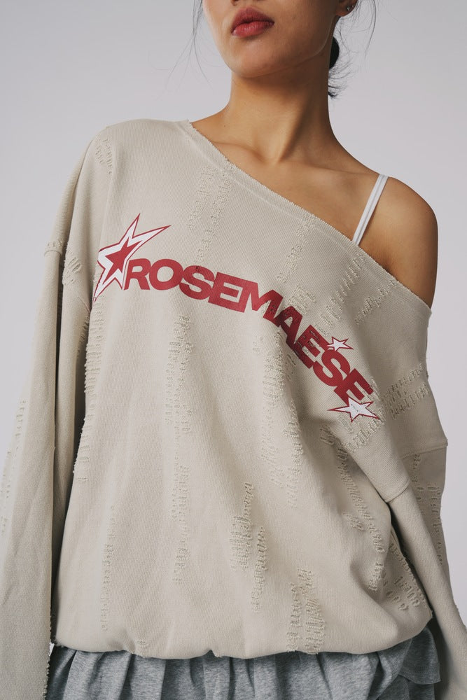 Off Shoulder Sweat - Pale Khaki