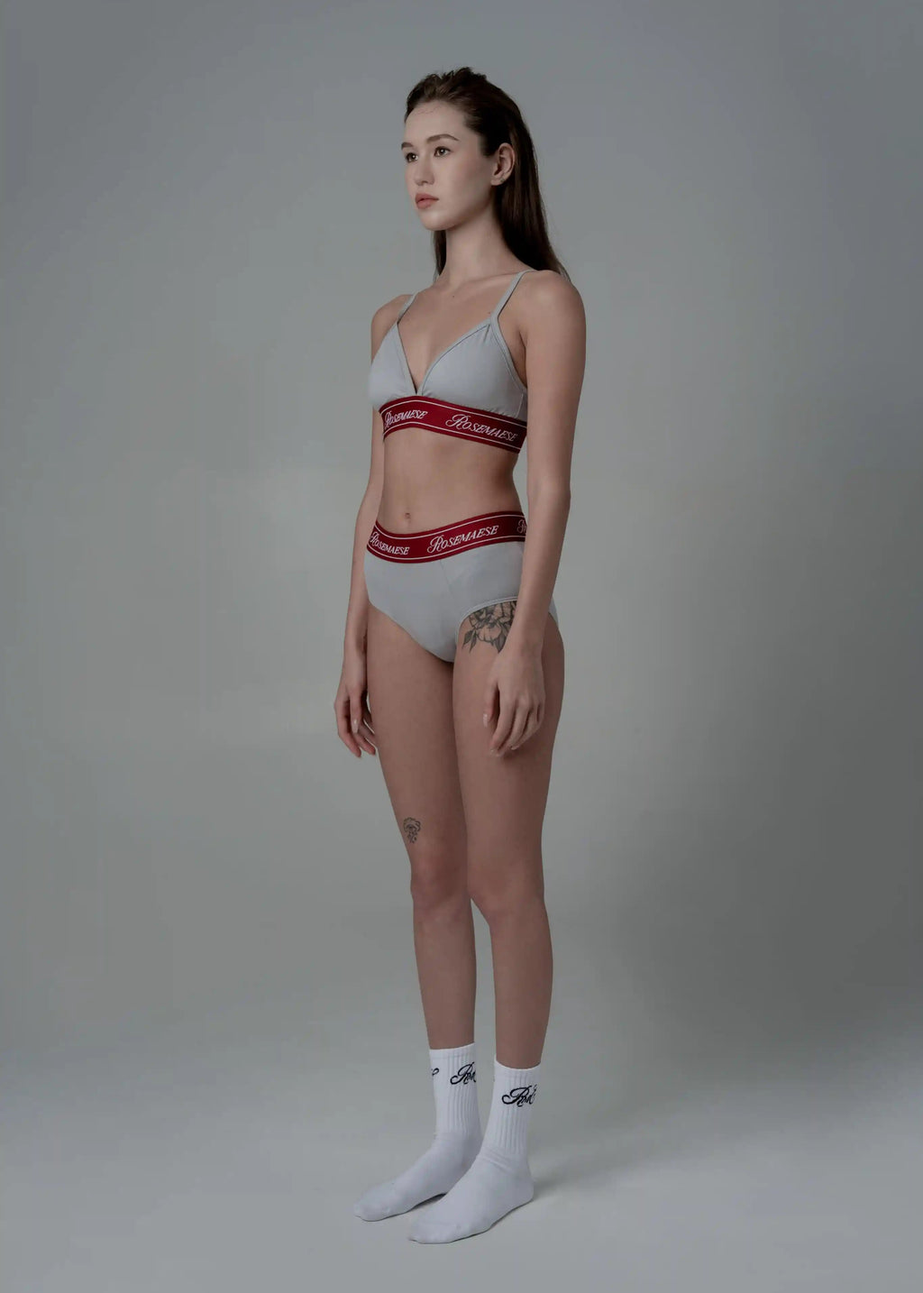 Cotton Triangle Bralette Set - Grey
