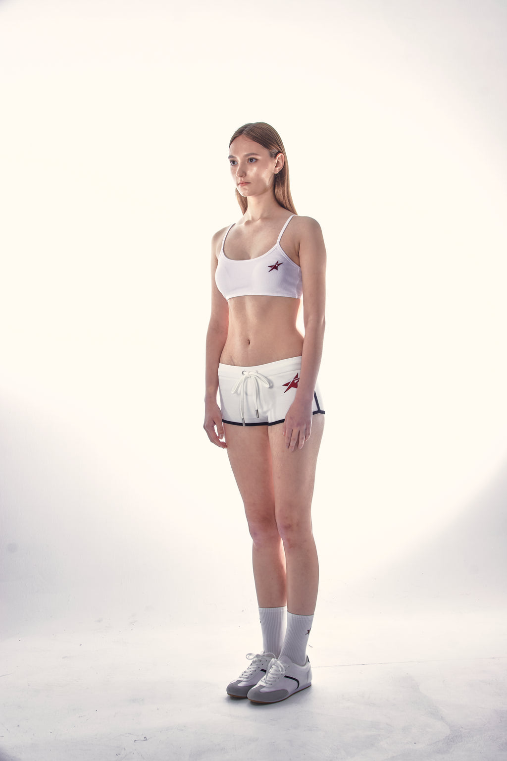 Studio Star Crop Tank - White