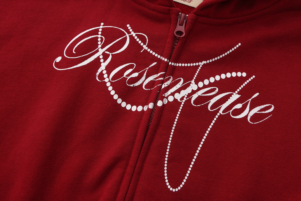 Winter Cotton Zipper Hoodie - Red