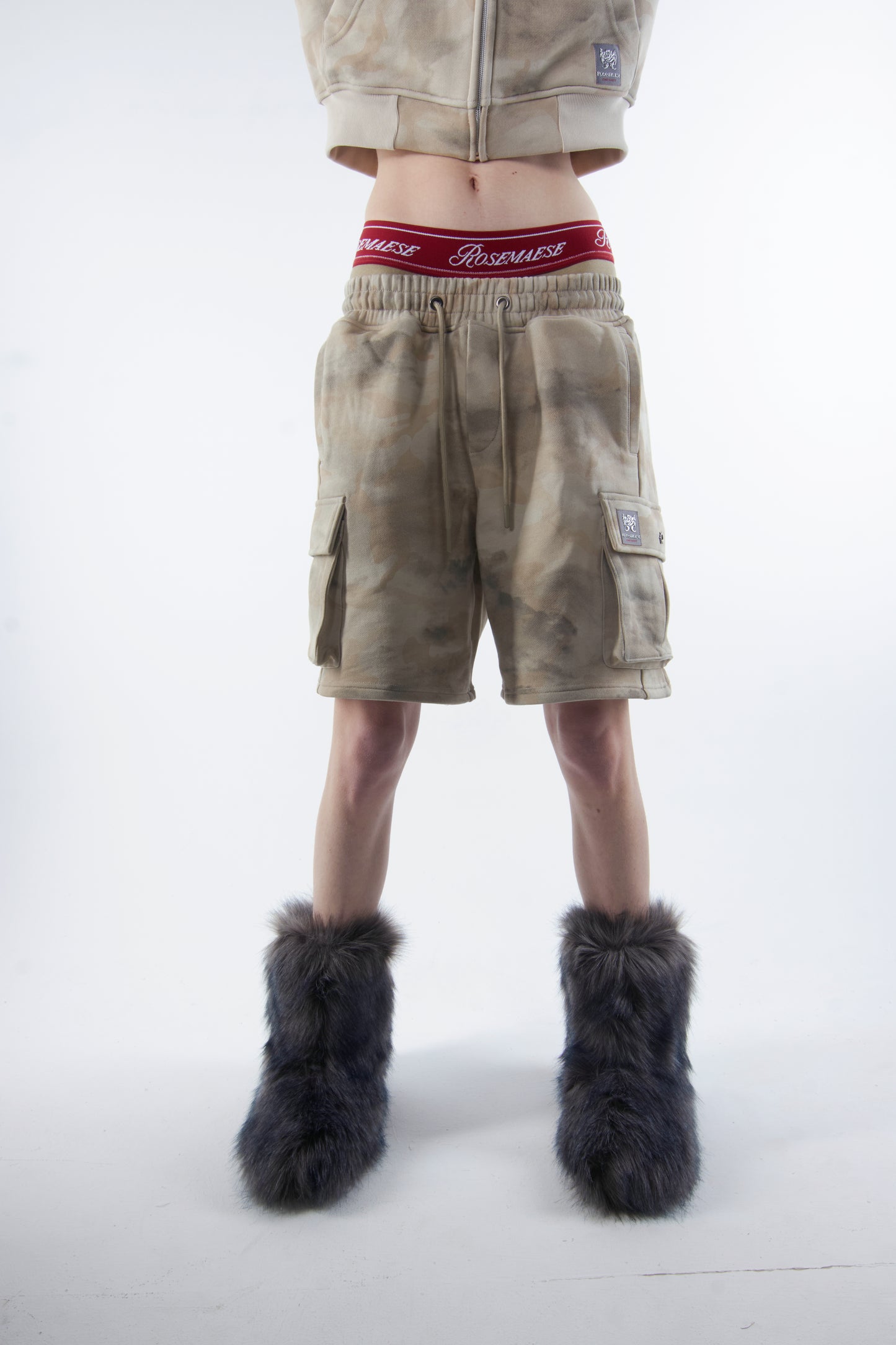 Cotton Parachute Short Pants- Light Camo