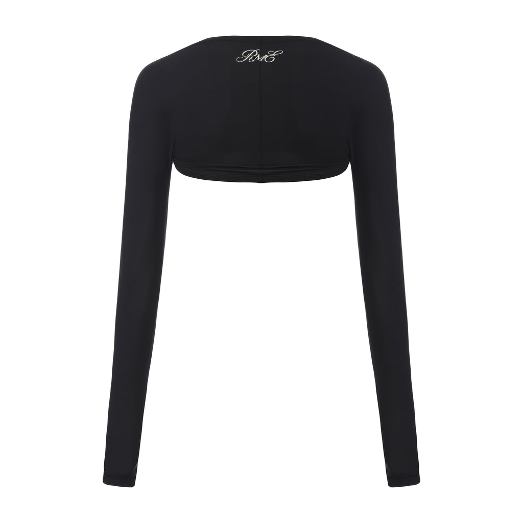 Fitted Shawl Top - Black