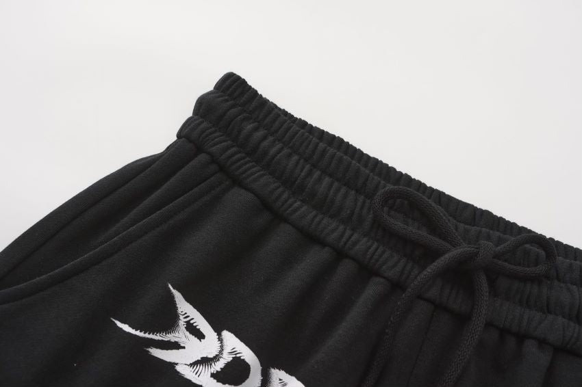 Embroidered Track Shorts - Black