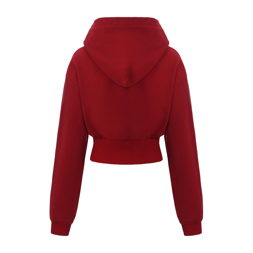 Winter Cotton Zipper Hoodie - Red