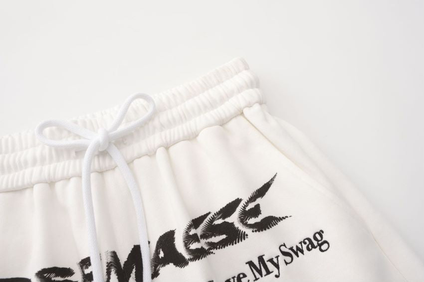 Embroidered Track Shorts - White