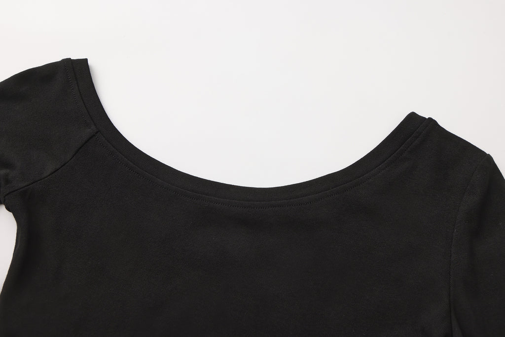 Off-shoulder Retro Long Sleeve - Black