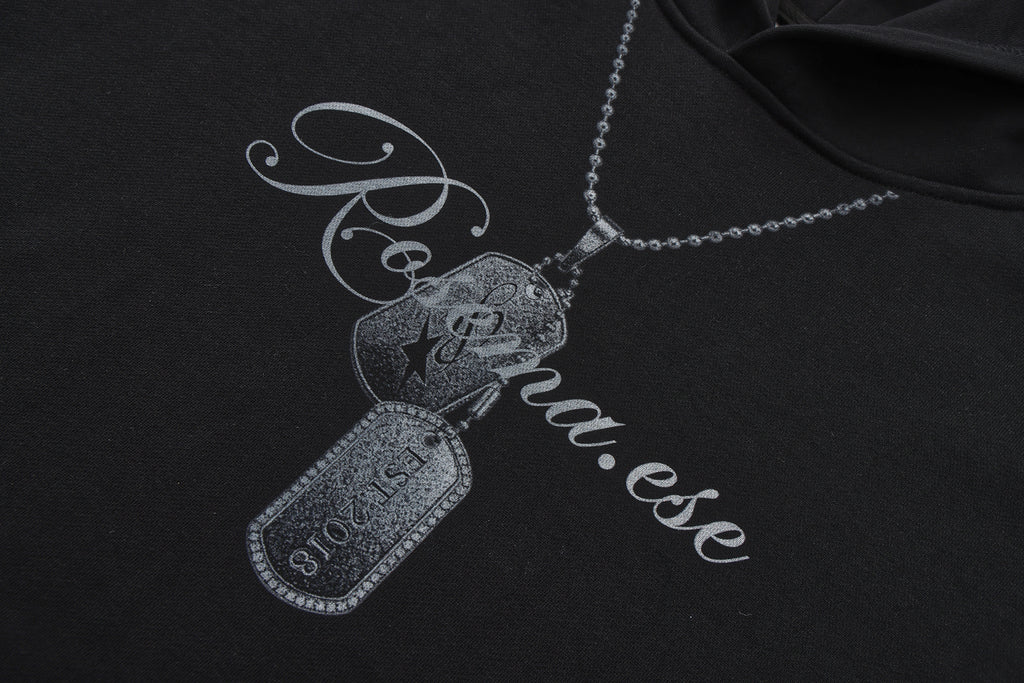 Chain Printing Hoodie - Black