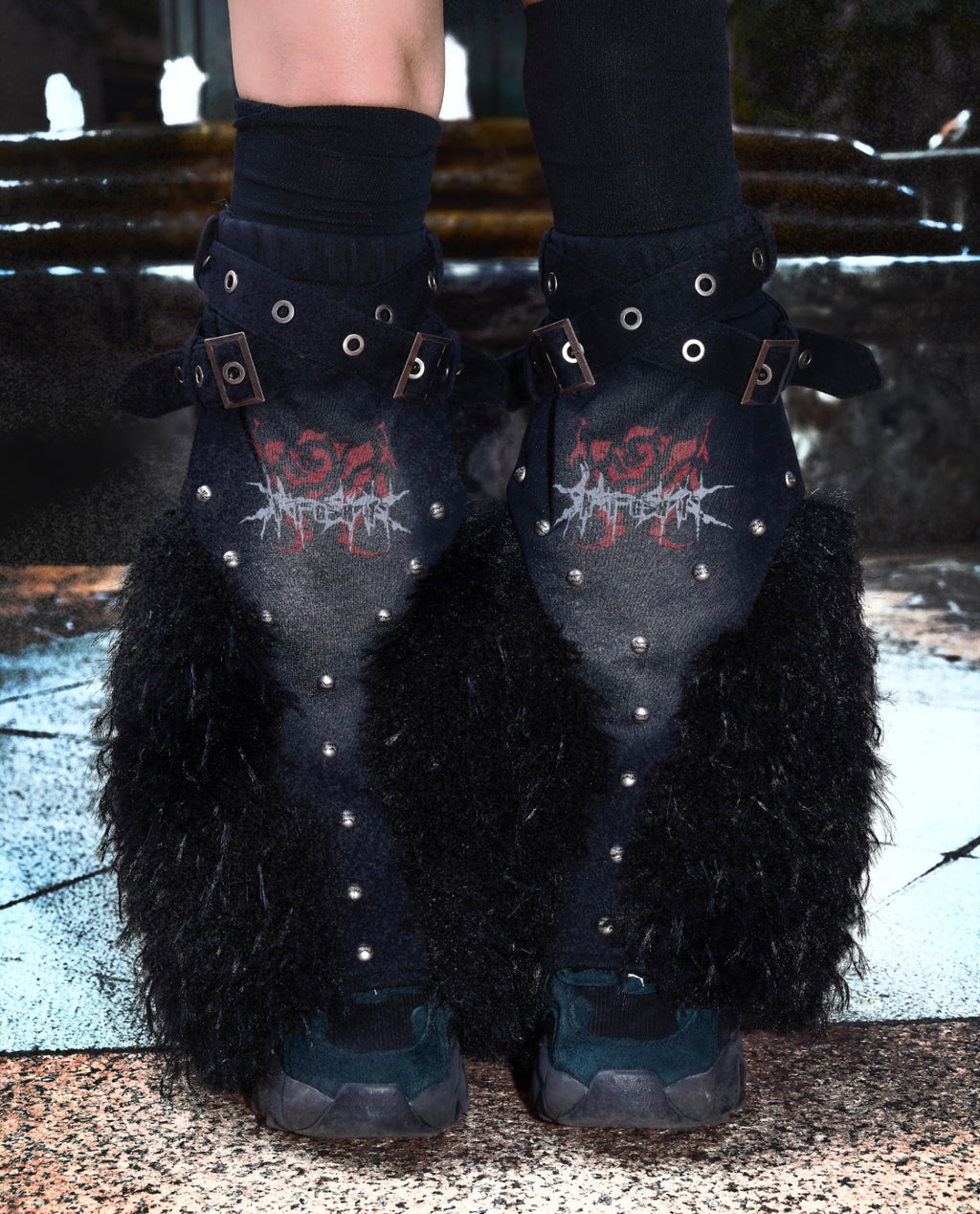 Night Rose - Leg Warmers - Washed Black