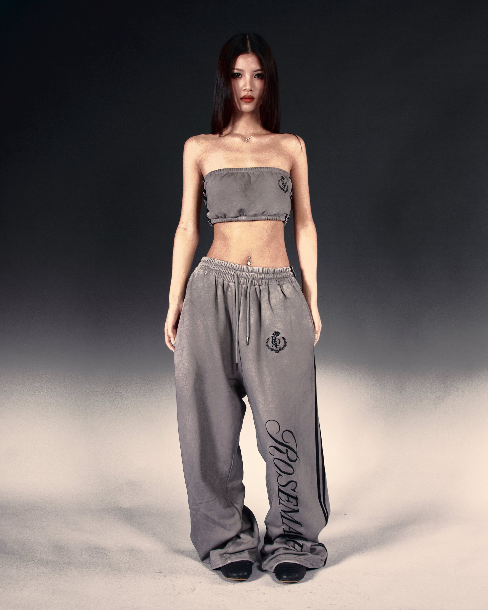 Rose Badge Sweatpants - Grey