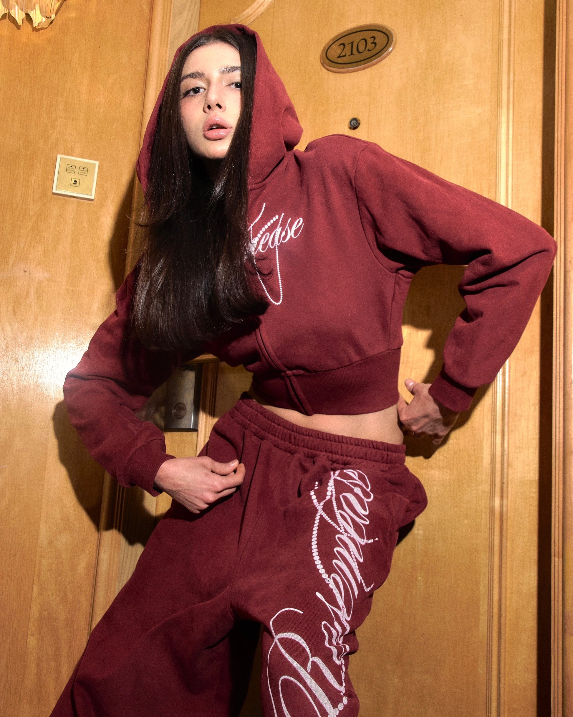 Winter Cotton Zipper Hoodie - Red