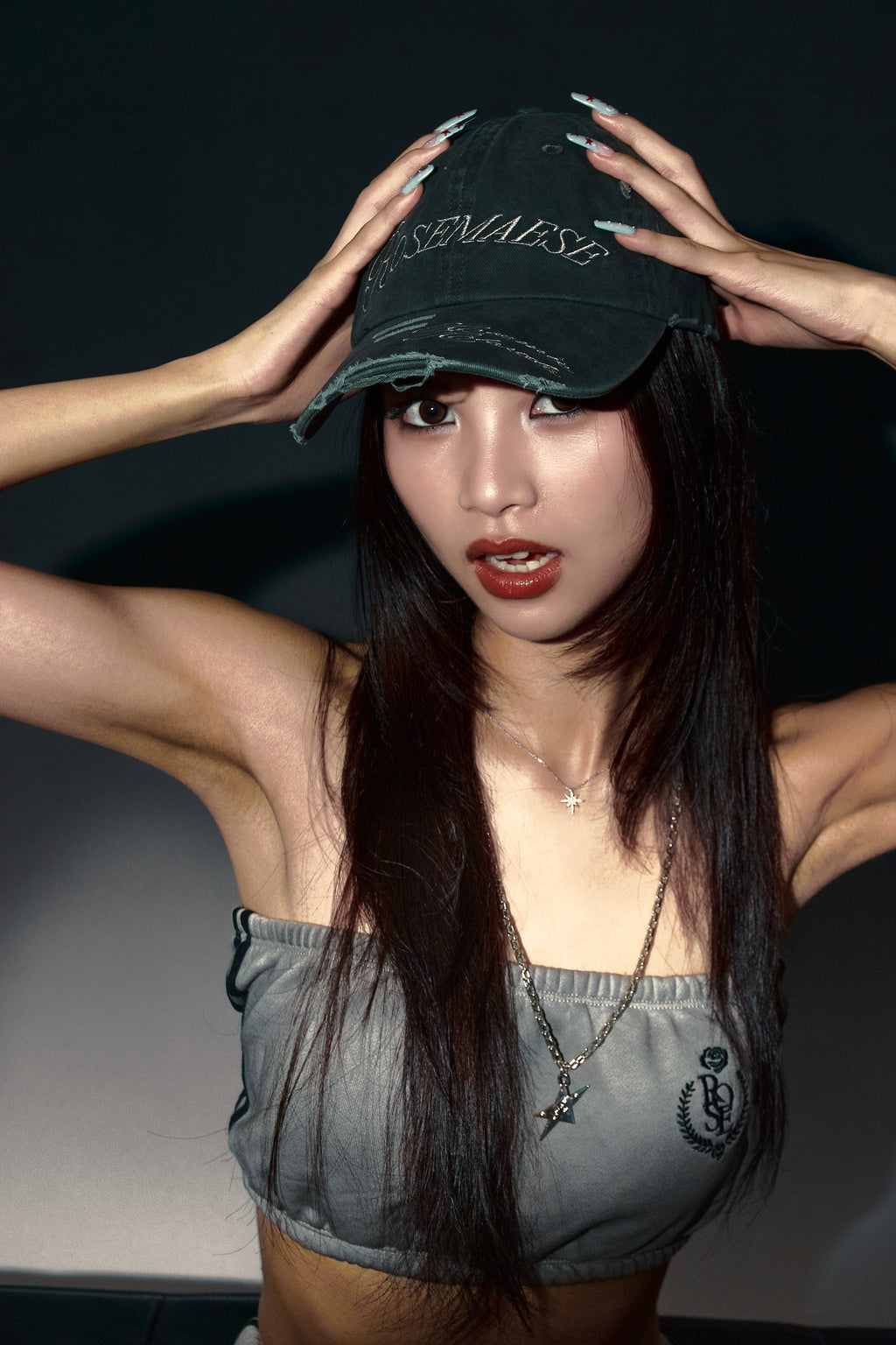 Frayed Rose Cap - Grey