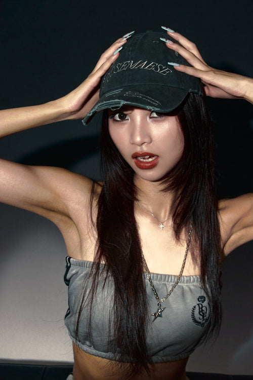 Frayed Rose Cap - Grey