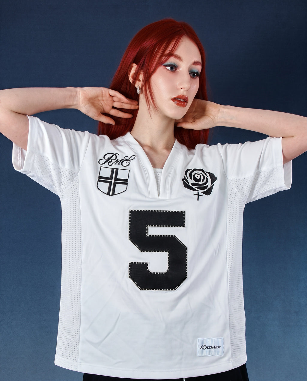 No.5 Varsity Cropped Jersey Tee - White
