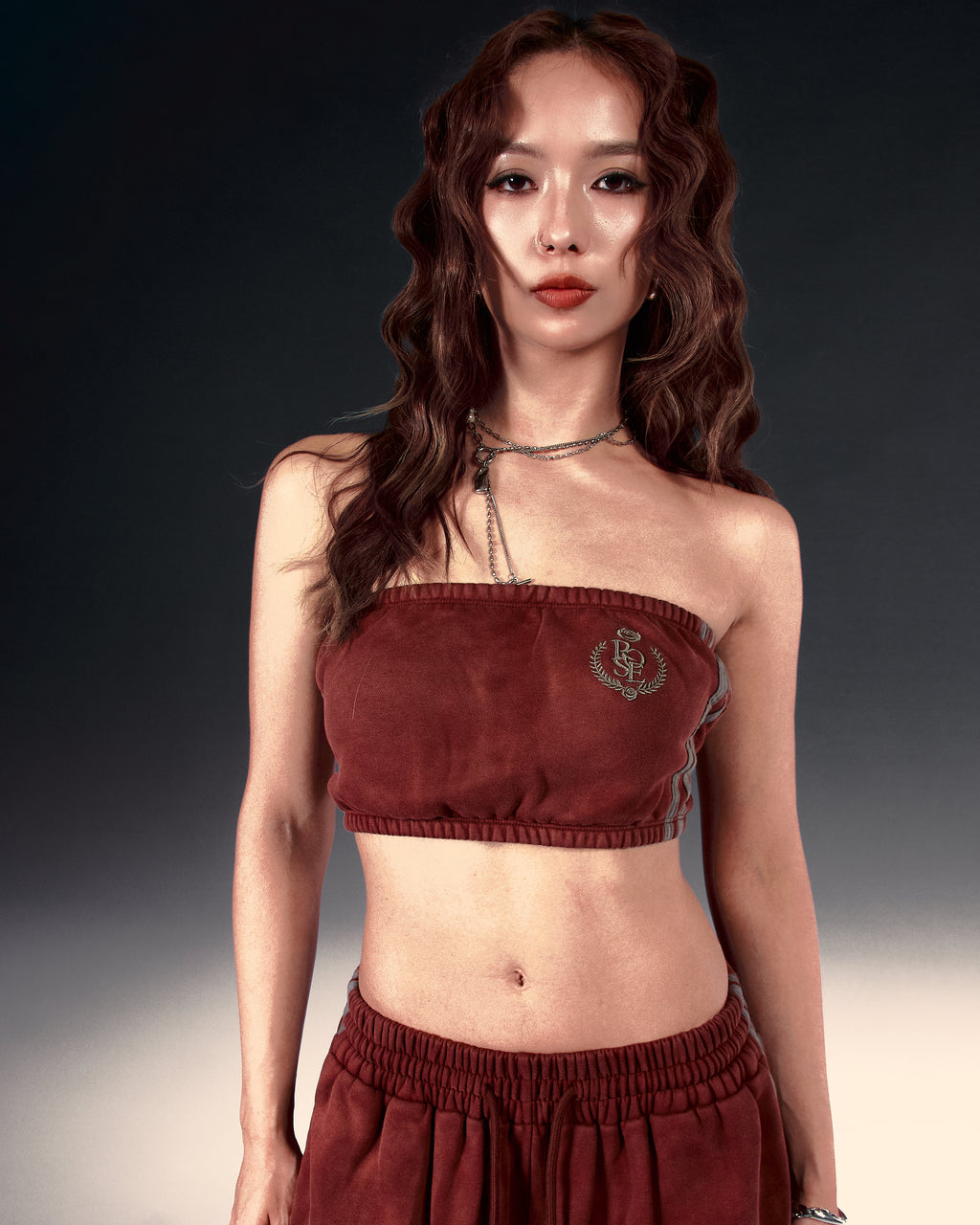 Sporty Strapless Mini Top - Red