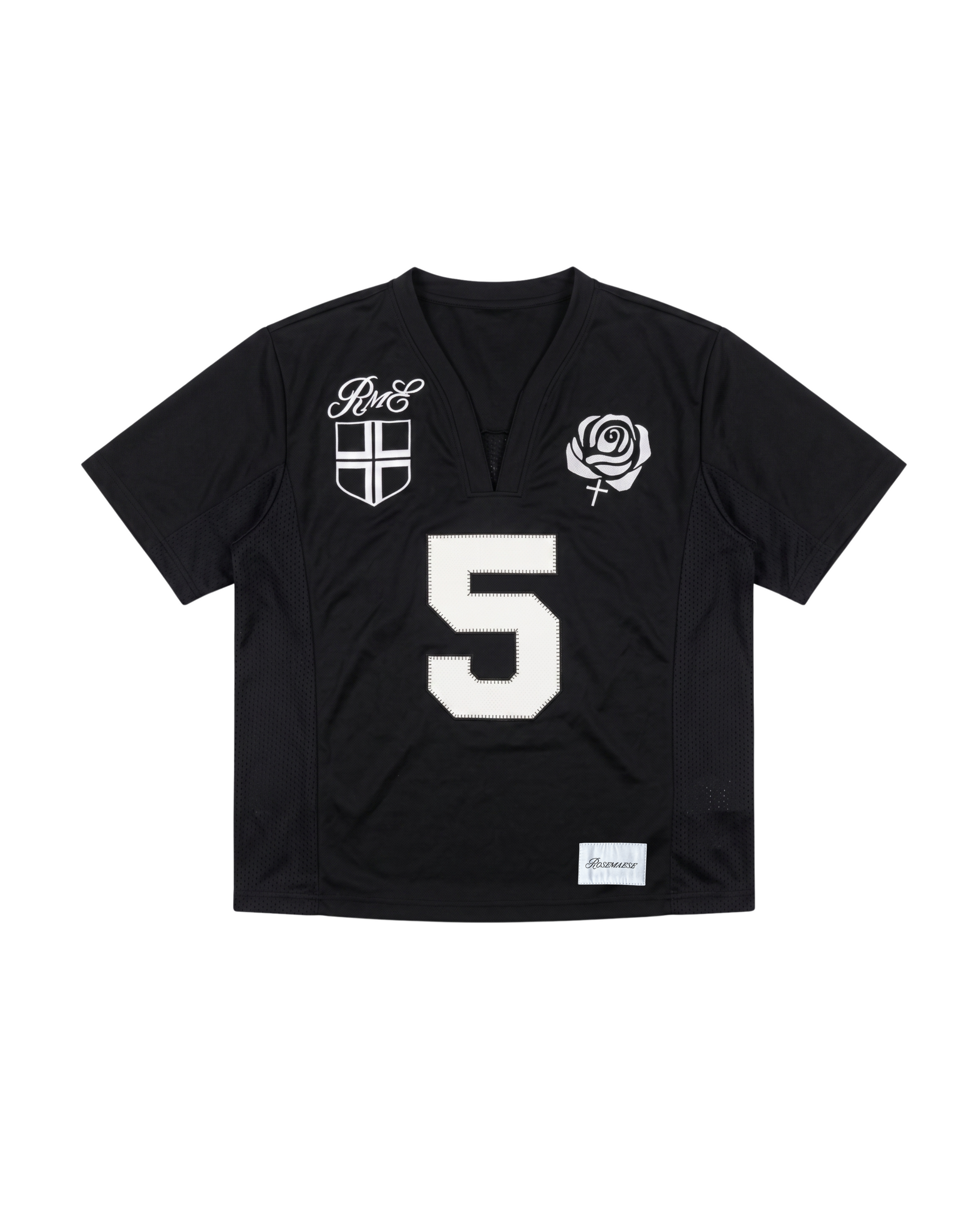 No.5 Varsity Cropped Jersey Tee - Black