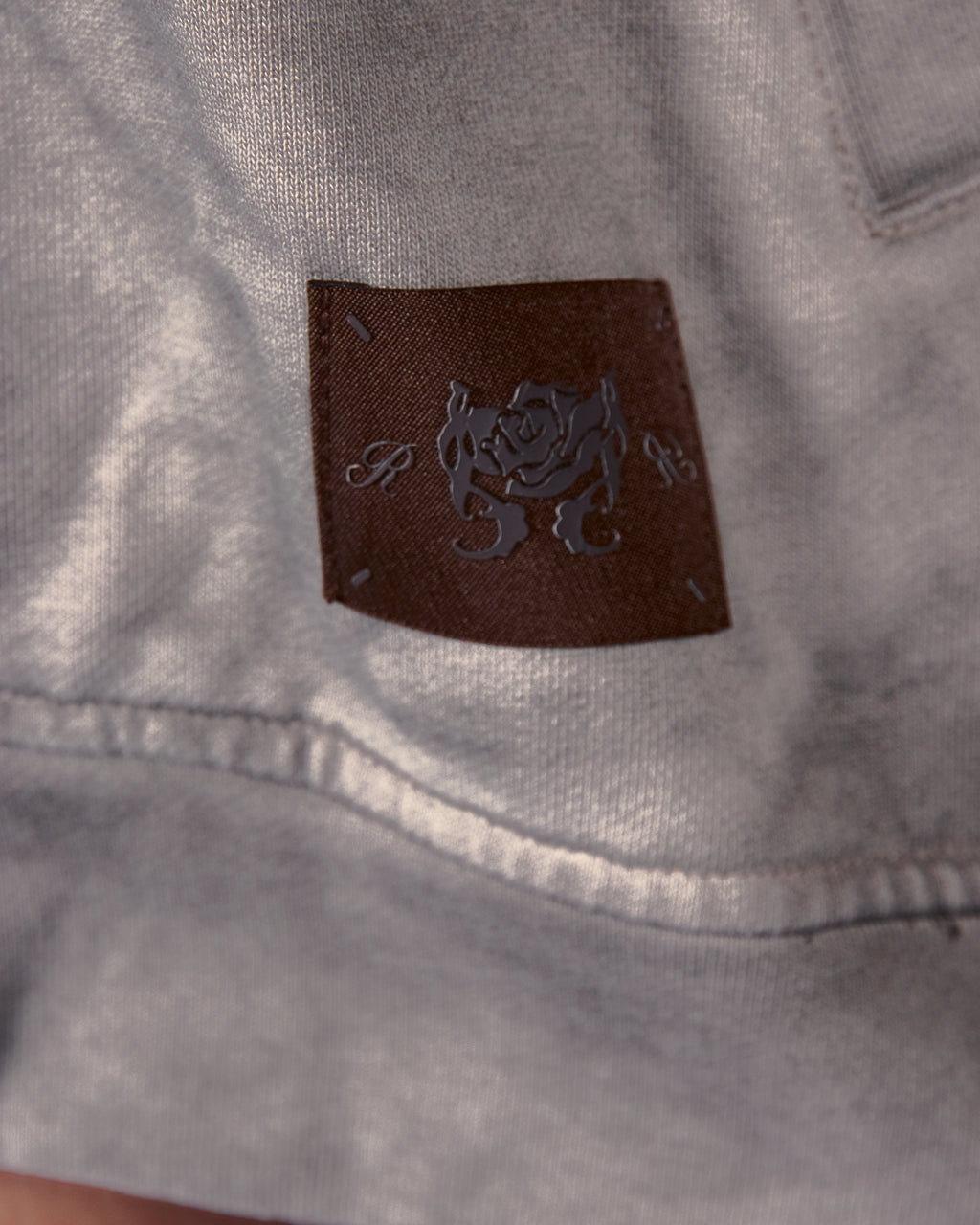 Washed Script Zip Hoodie - Grey