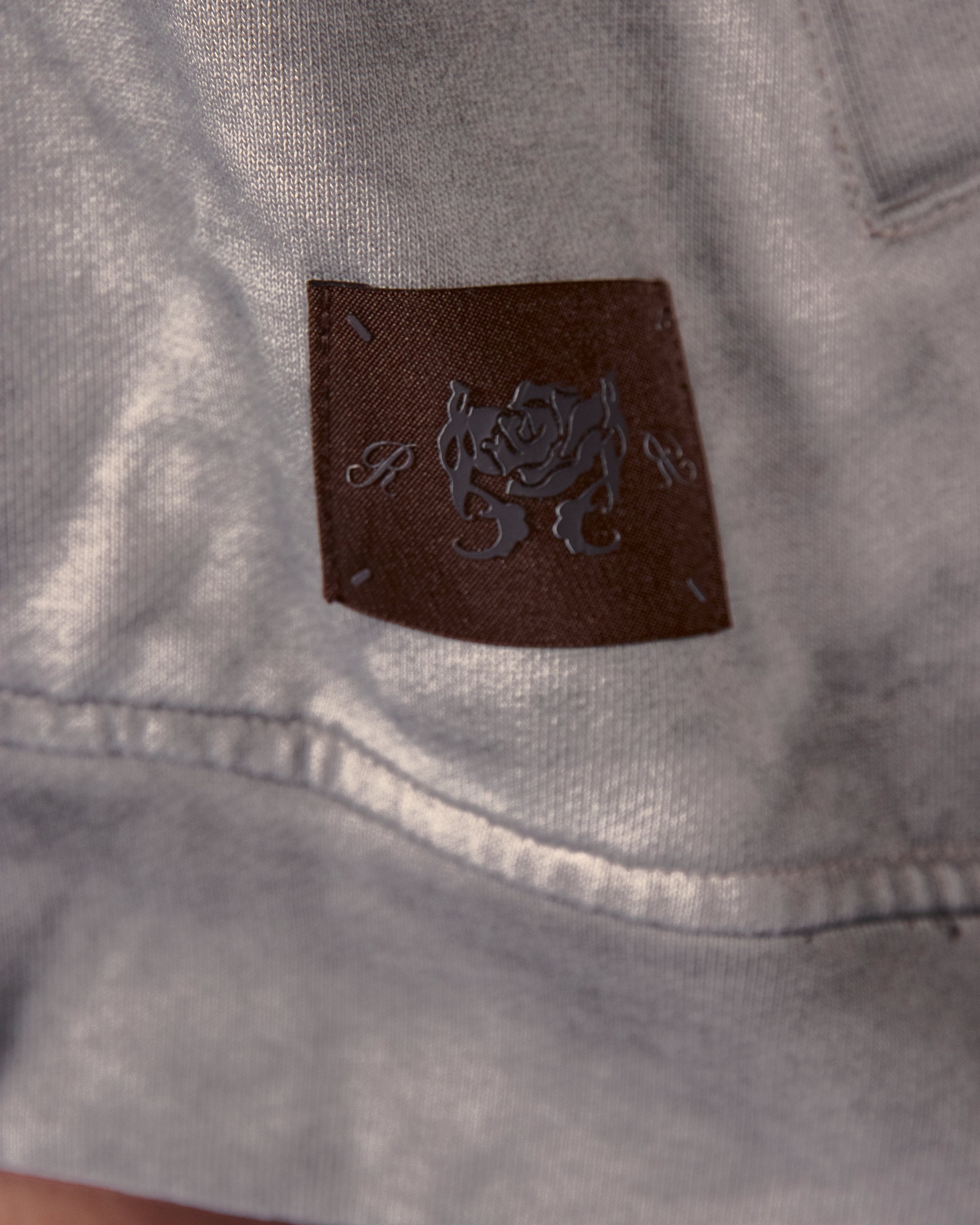 Washed Script Zip Hoodie - Grey