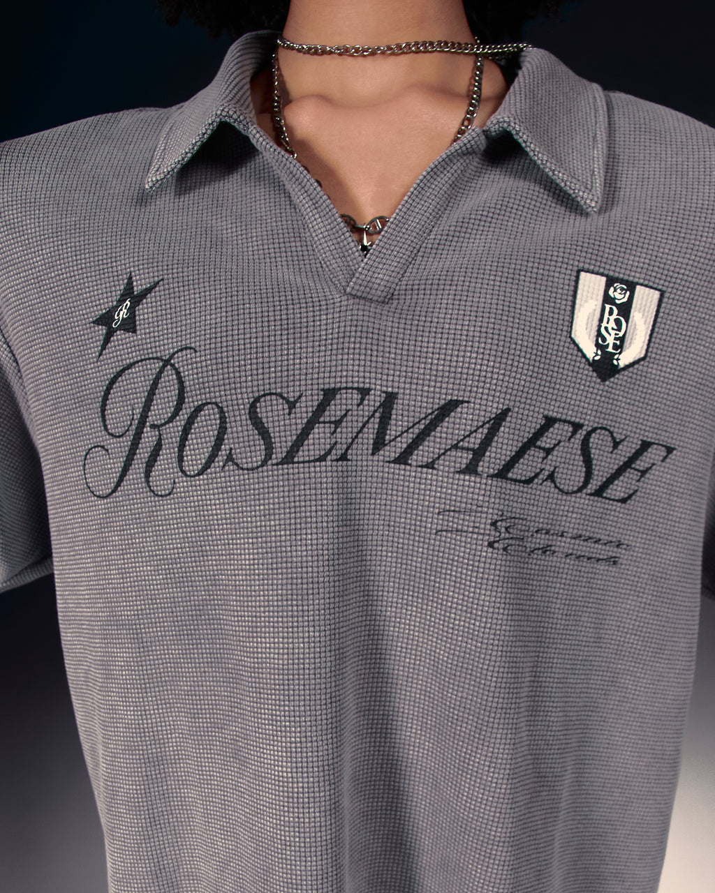 Waffle Oversized Polo Tee - Grey