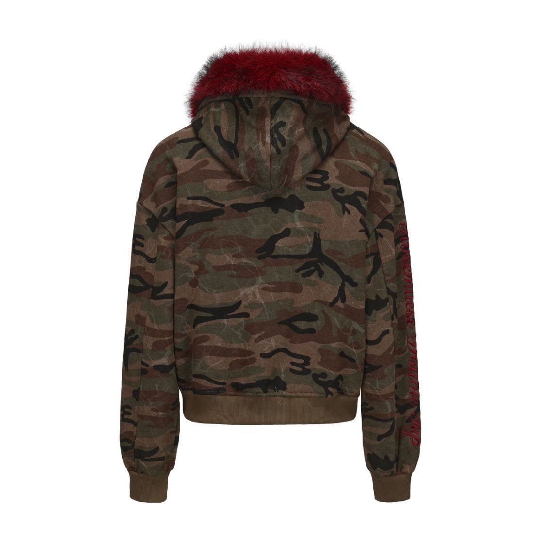 Fur Hat Zipper Jacket - Dark Camo